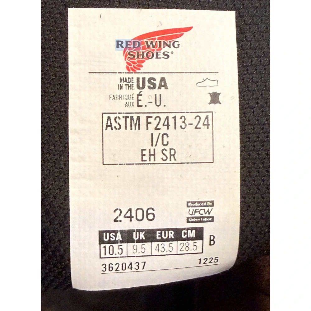 NEW RED WING 2406 SUPERSOLE 2.0 6-INCH SAFETY TOE BOOTS SZ 10.5 B